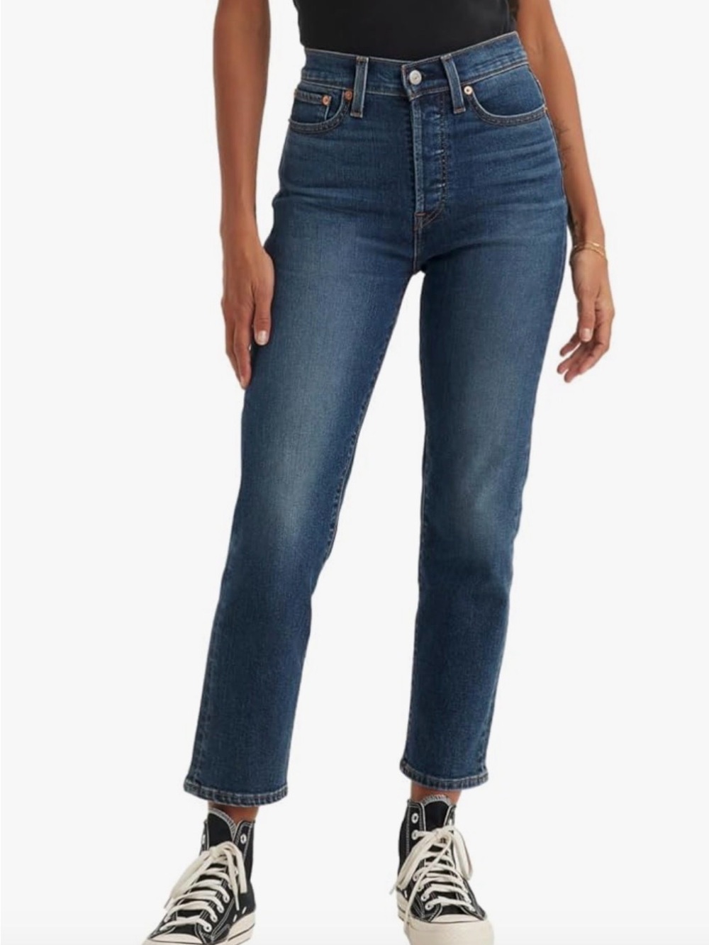 Levi's High-Rise Wedgie Straight Leg Jeans - Dark Blue